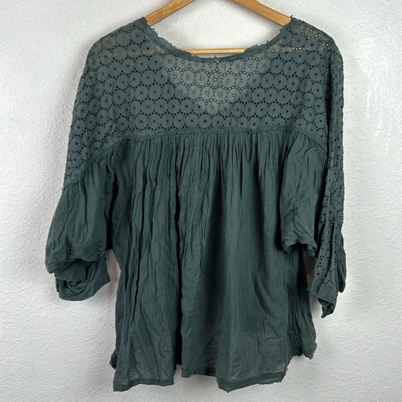 Free People embroidered button dolman sleeve boho top Small - Picture 6 of 7